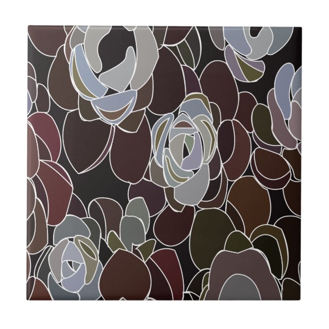 Colourful Succulents Floral Pattern  Tile (Front)