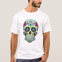 Colourful Sugar Floral Skull  Green Tint