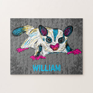 Colourful Sugar Glider Modern Art Personalized Jigsaw Puzzle
