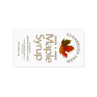 Colourful Sugar Maple Leaf Syrup Label 