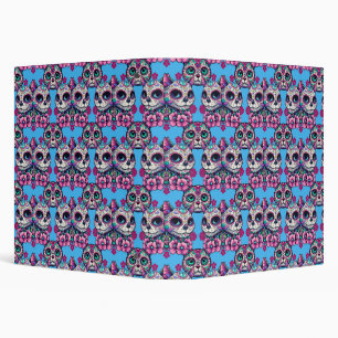 Colourful Sugar Skull Cat Pattern Binder