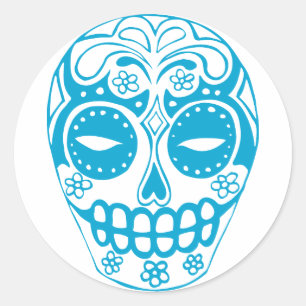 Colourful Sugar Skull Classic Round Sticker
