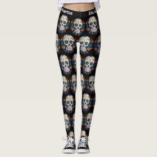 Colourful Sugar Skull  Día de los Muertos Leggings