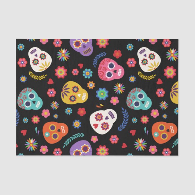  Colourful Sugar Skull Halloween Party Gift  Tissue Paper (Front)