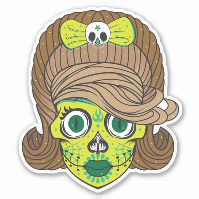 Colourful Sugar Skull Illustration Art (Front)