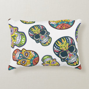Colourful sugar skull: intricate pattern. accent pillow