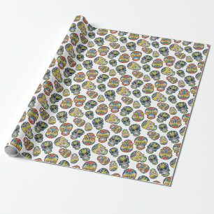 Colourful sugar skull: intricate pattern. wrapping paper