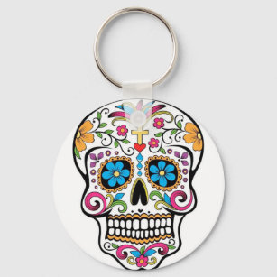 Colourful Sugar Skull Keychain