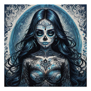 Colourful Sugar Skull no 1b Glossy Poster