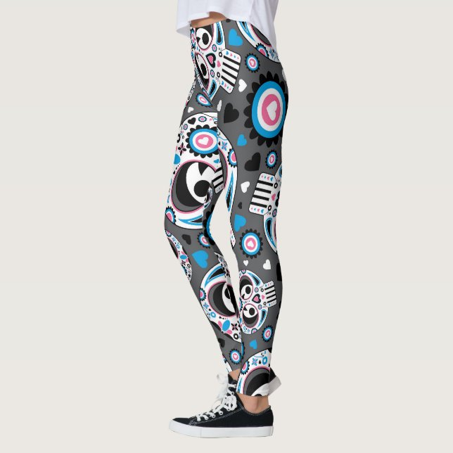 Colourful Sugar Skull Pattern Leggings (Left)