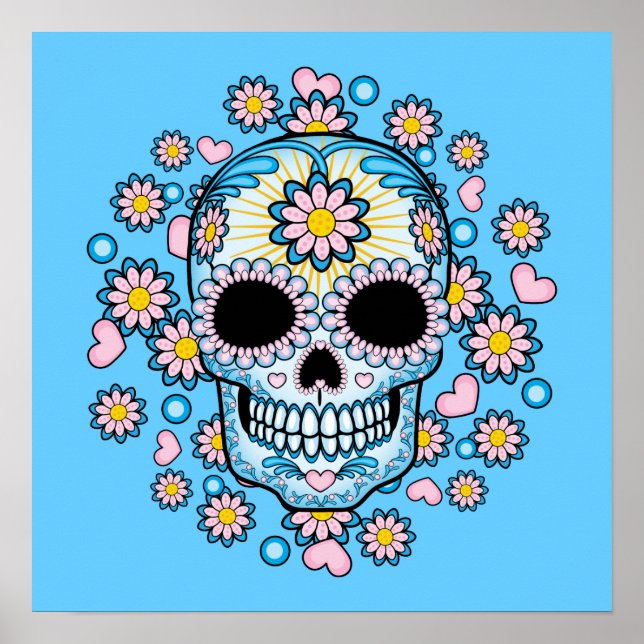 Colourful Sugar Skull Poster (Front)