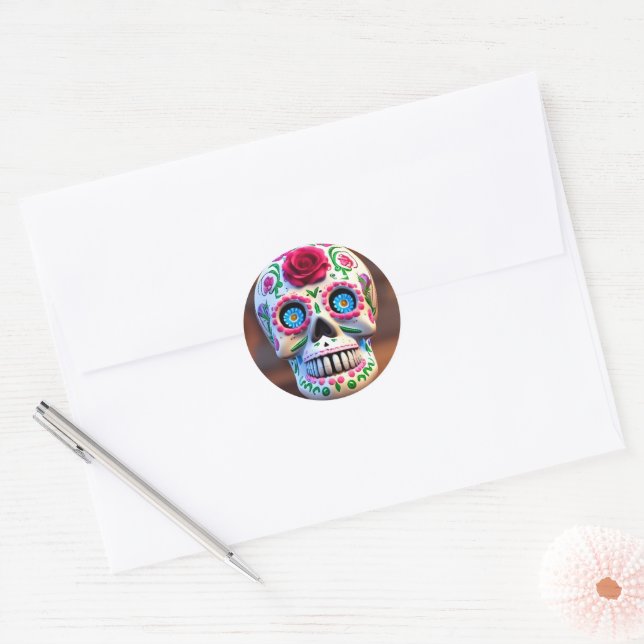 Colourful Sugar Skull Sticker  (Envelope)