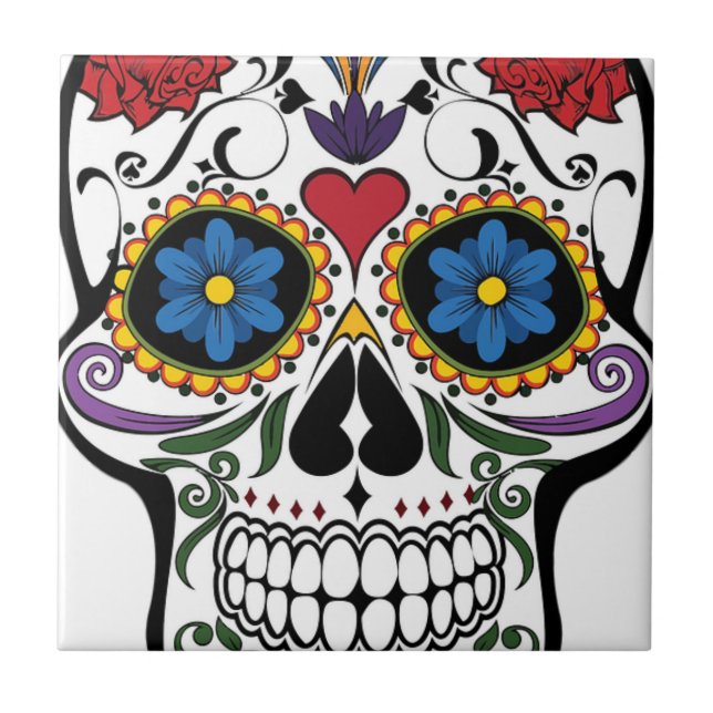 Colourful Sugar Skull Tile (Front)