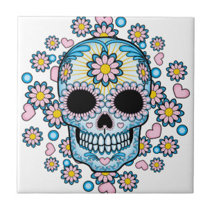 Colourful Sugar Skull Tile
