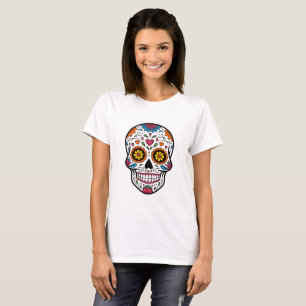 Colourful Sugar Skull with Roses T-Shirt