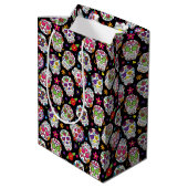 Colourful Sugar Skulls Patterned Medium Gift Bag (Back Angled)