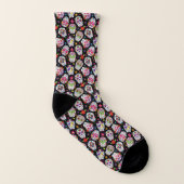 Colourful Sugar Skulls Patterned Socks (Left Inside)