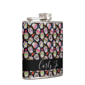 Colourful Sugar Skulls Personalized Hip Flask (Right)