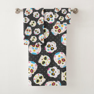 Colourful Sugar Skulls & Polka Dots Bath Towel Set