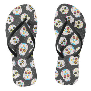 Colourful Sugar Skulls & Polka Dots Flip Flops