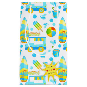 Colourful Summer and Beach Fun Monogrammed Pattern Small Gift Bag
