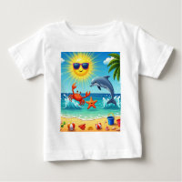 Colourful Summer Beach Crab Dolphin Blue Sky
