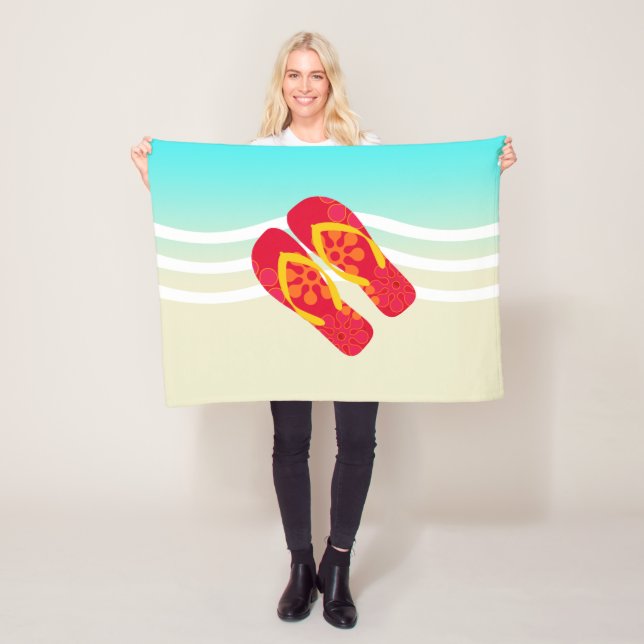 Colourful Summer Beach Flip Flops Beach Blanket (In Situ)