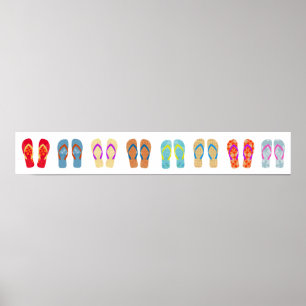 Colourful Summer Beach Flip Flops Horizontal Poste Poster