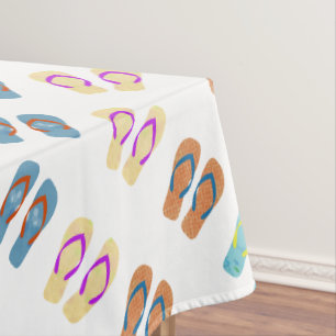 Colourful Summer Beach Flip Flops Table Cloth