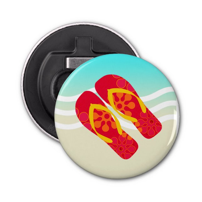 Colourful Summer Beach Waves Flip Flops Bottle Opener (Front)