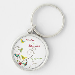 Colourful Summer Bird and Swirls Save-the-Date Keychain