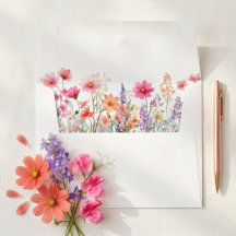 Colourful Summer Boho Wildflower Wedding Envelope