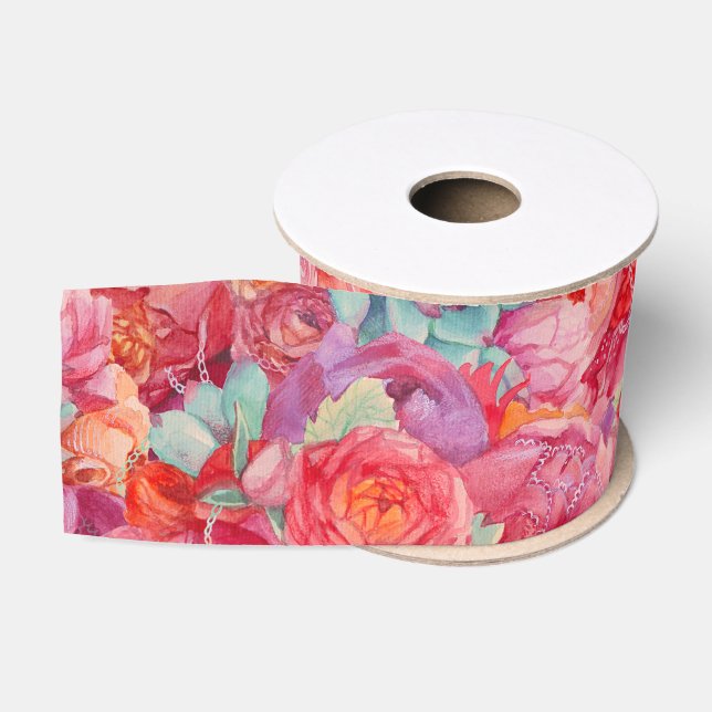 Colourful Summer bouquet Grosgrain Ribbon (Spool)