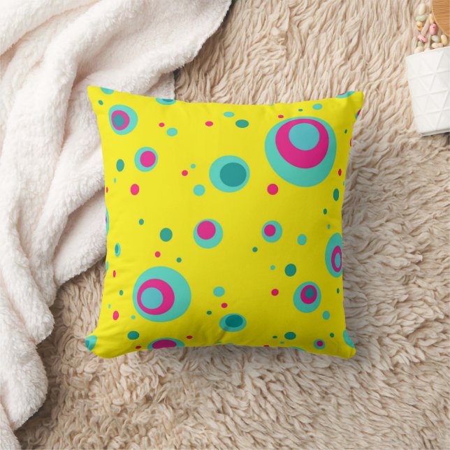 Colourful Summer Bubbles dots Yellow Fresh pattern Throw Pillow (Blanket)