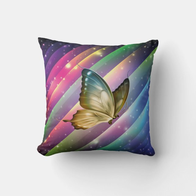 Colourful Summer Butterfly Throw Pillow (Front)