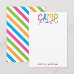Colourful Summer Camp Personalized Note Cards