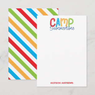 Colourful Summer Camp Personalized Note Cards