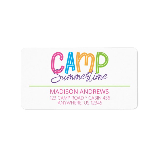 Colourful Summer Camp Return Address Labels (Front)