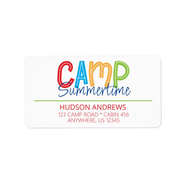 Colourful Summer Camp Return Address Labels (Front)