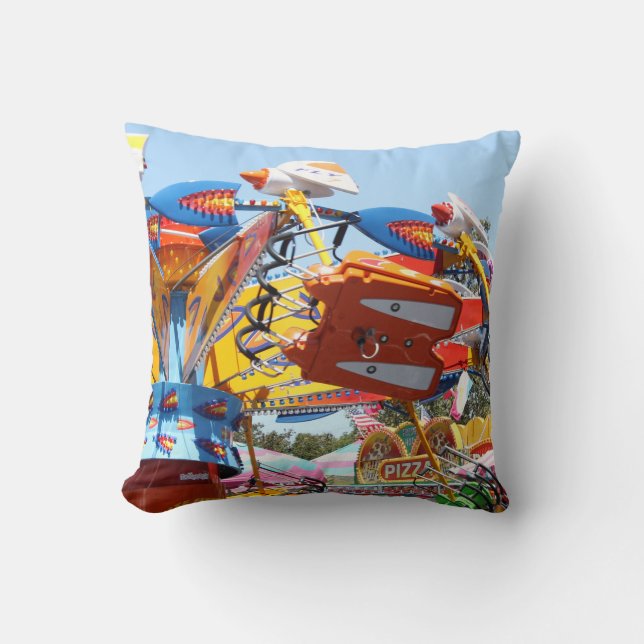 Colourful Summer County Fair Ride Experience Photo Throw Pillow (Front)