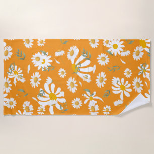 Colourful Summer Daisies Floral Beach Towel