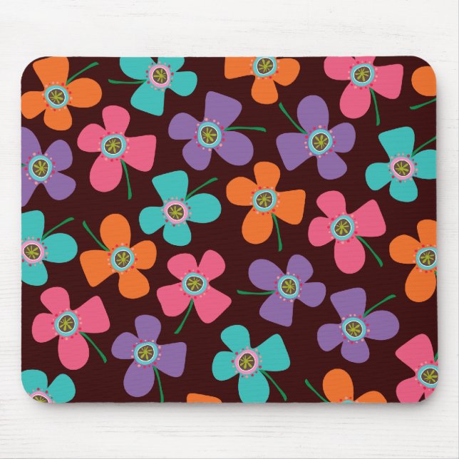 Colourful Summer Daisies Pop Whimsical Fun Pattern Mouse Pad (Front)