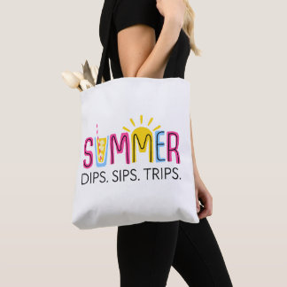 Colourful Summer Dips Sips Trips with Drink and Su Tote Bag
