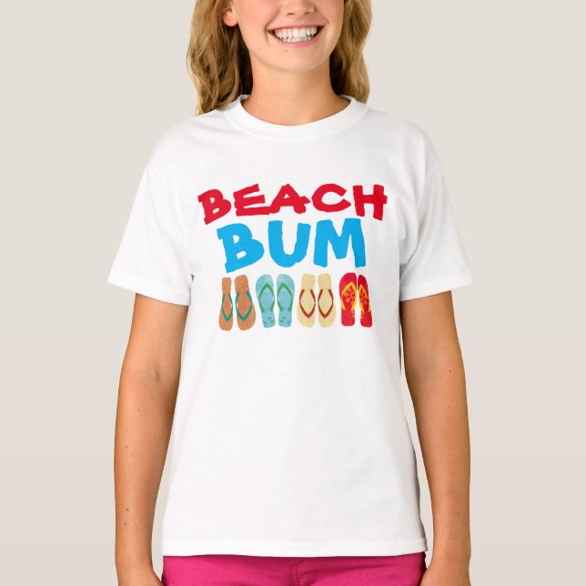 Colourful Summer Flip Flops Beach Bum Kids T Shirt (Front)