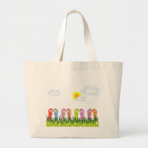 Colourful Summer Flip Flops Fun In The Sun Garden Large Tote Bag