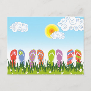 Colourful Summer Flip Flops Fun In The Sun Garden Postcard