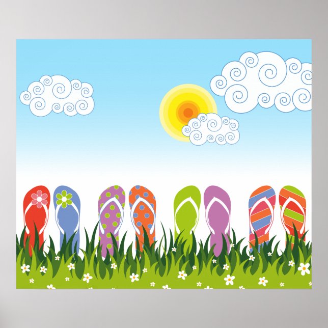 Colourful Summer Flip Flops Fun In The Sun Garden Poster (Front)