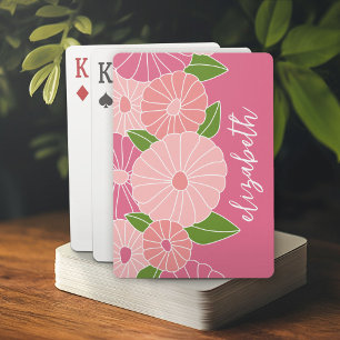 Colourful Summer Floral Pattern Custom Name Playing Cards