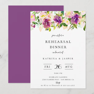 Colourful Summer Floral Rehearsal Dinner Invitation