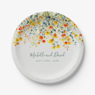 Colourful Summer Floral Wedding Paper Plate